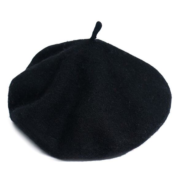 Chic Black Wool Beret for Women and Teens - Timeless French Fashion Accessory - Picture 1 of 2